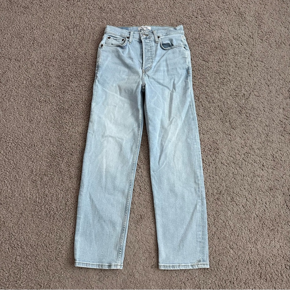 Re/Done 70s Stove Pipe Light Blue Jeans Womens 25